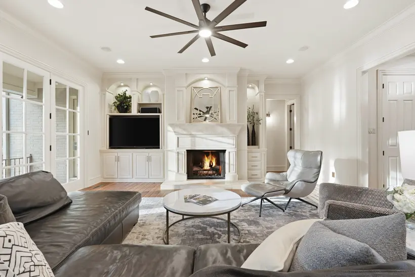Living room with a fireplace