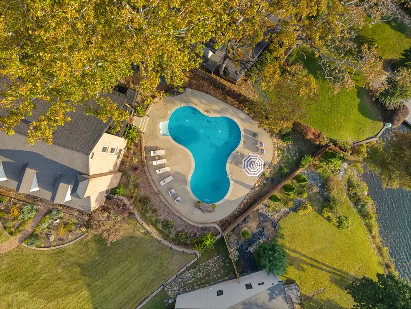Backyard pool from above