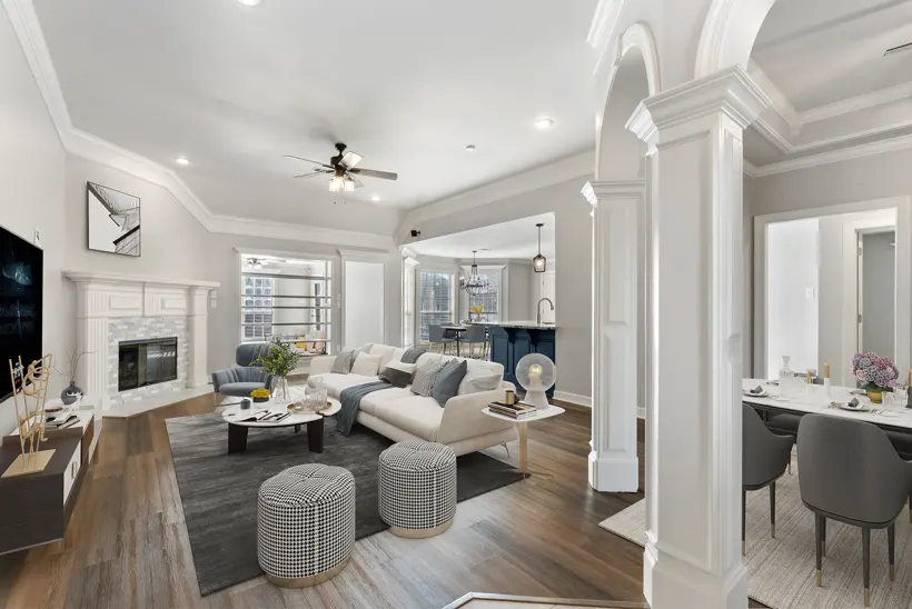Virtually staged living room