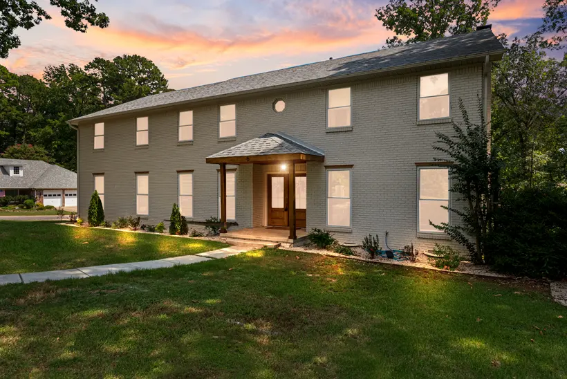 Two-story home at dusk