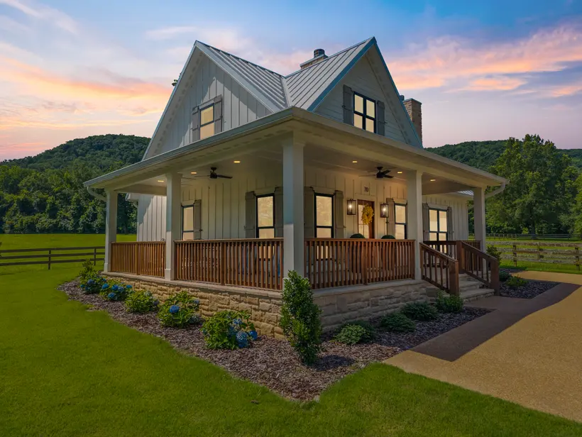 Wraparound porch at dusk